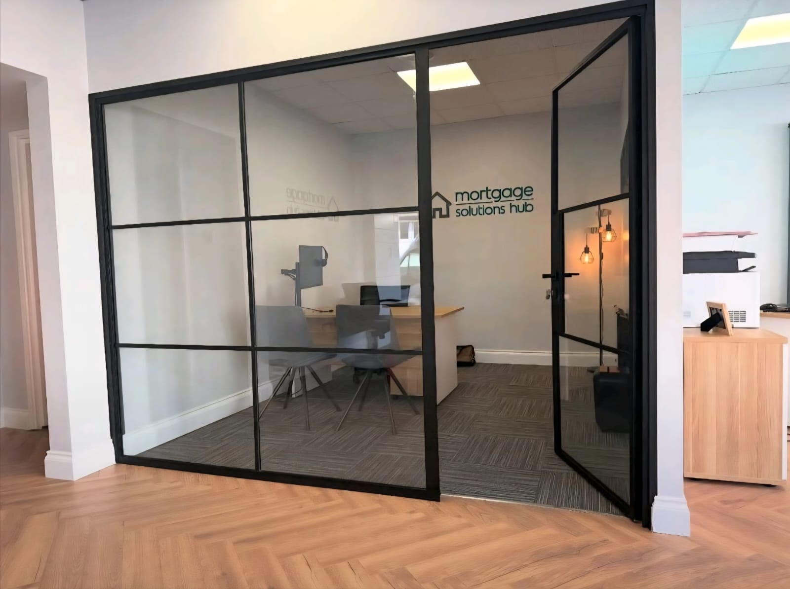 Internal steel partition used to create a home office