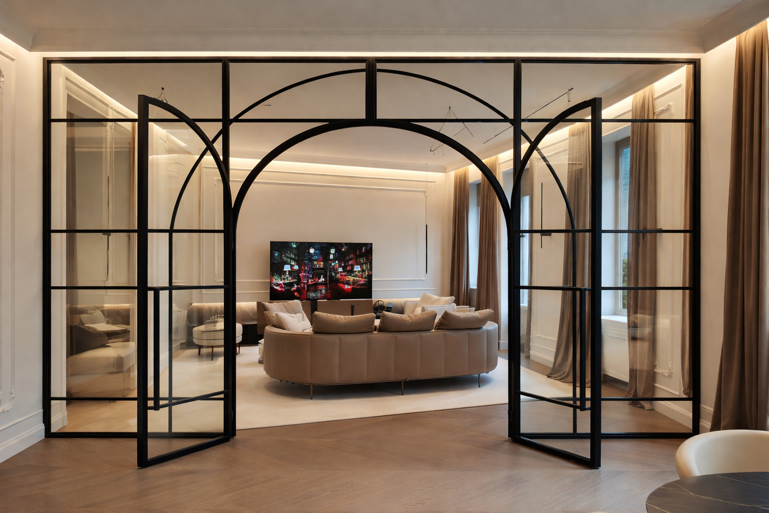 Bespoke internal steel doors with slim sightlines