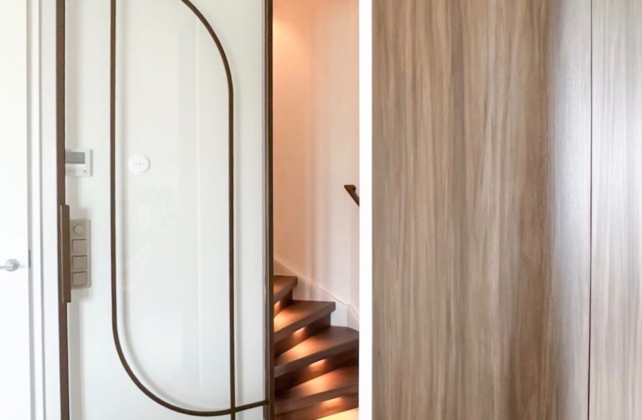 Internal steel doors shown with different glass textures